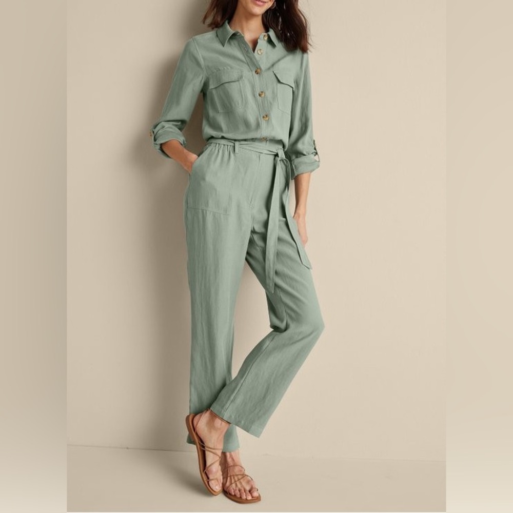 Soft Surroundings Kerry Jumpsuit in Sage